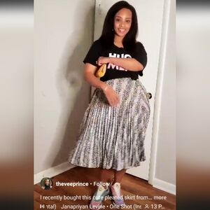 Lane Bryant NWT 22/24 Midi Animal Stripe Mixed Print Pleated Elastic Waist Skirt